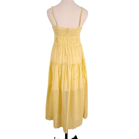 NWT Ulla Johnson Isadore Midi Dress Yellow Eyelet Preppy Beach Party Size 2 - Picture 7 of 16
